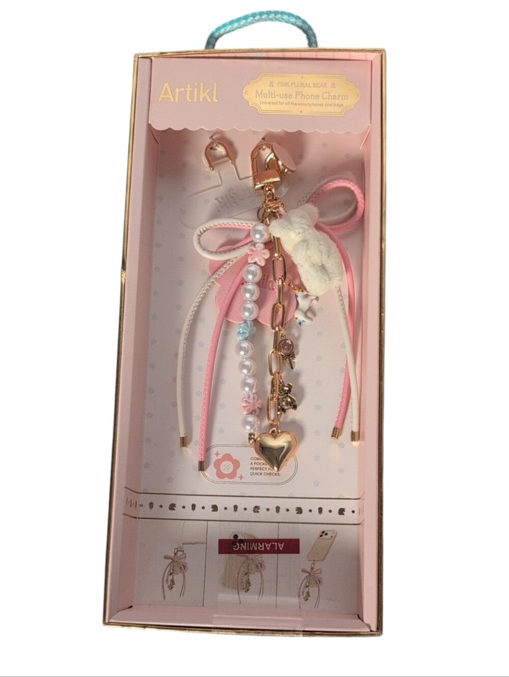 Artikl Pink Floral Bear Multi-use Phone Charm